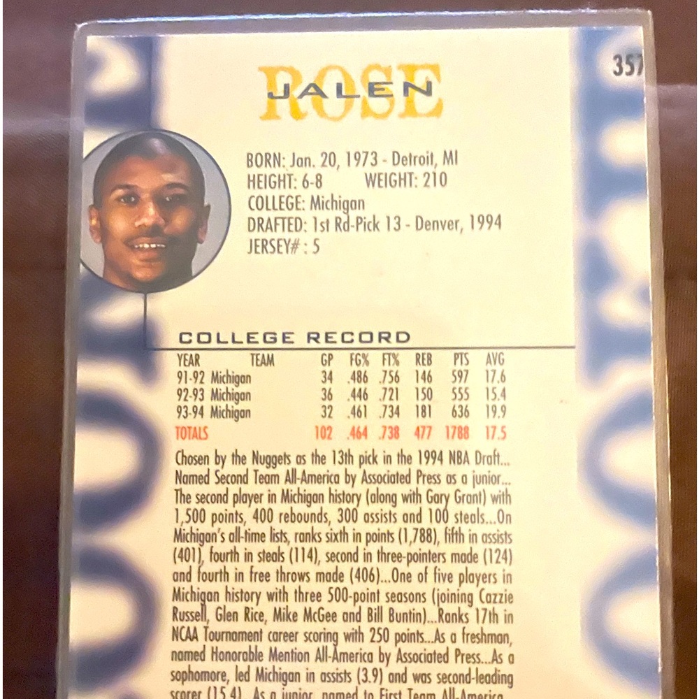 1995 Skybox/Nba hoops, gold mine error card